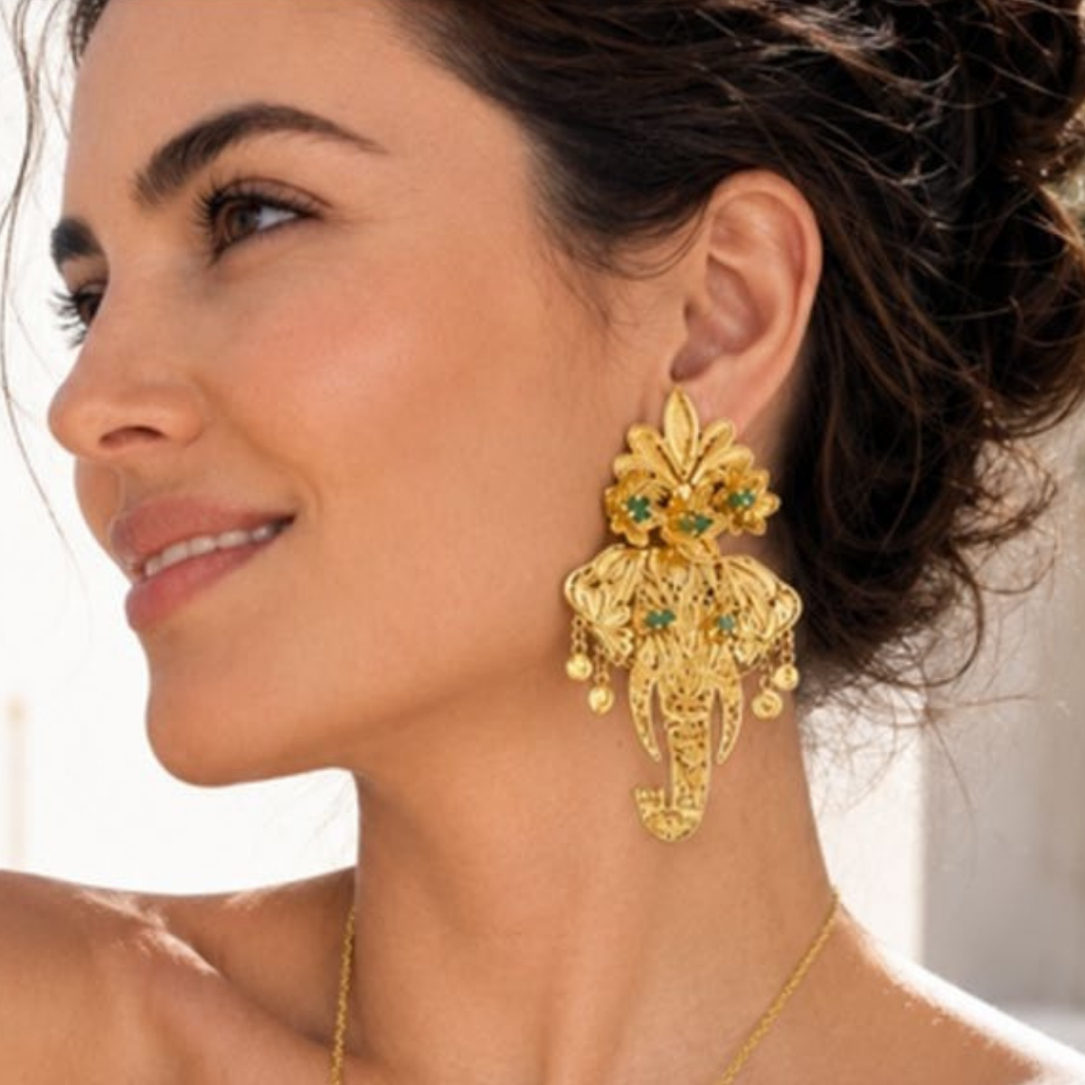 GANESHA EMERALD EARRINGS