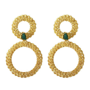 NATTIVA EMERALD DOUBLE HOOPS