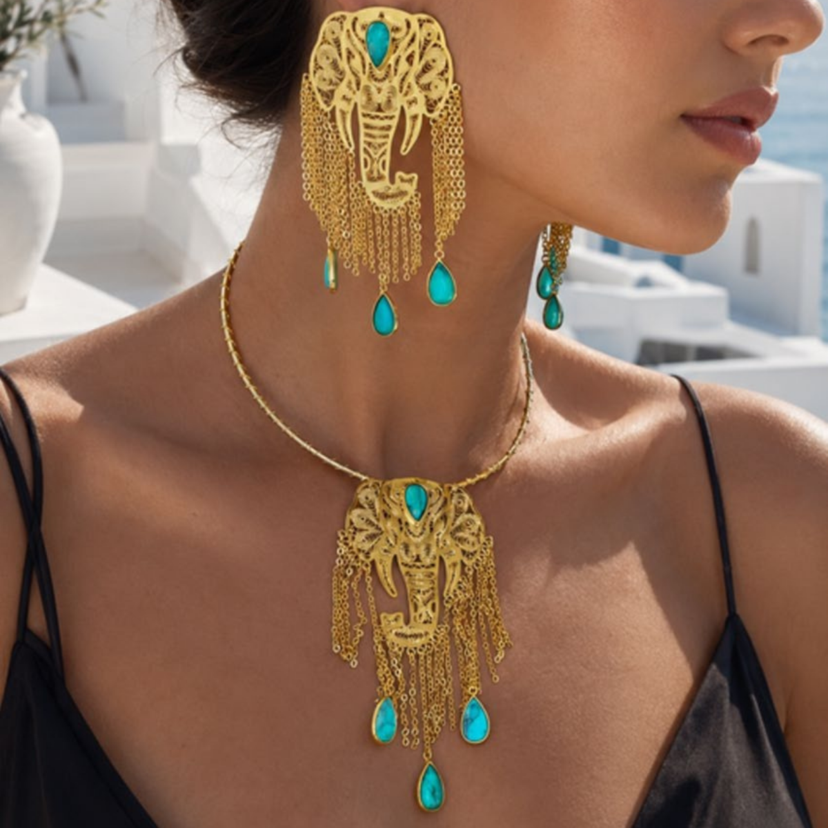 GANESHA TURQUOISE CHOKER