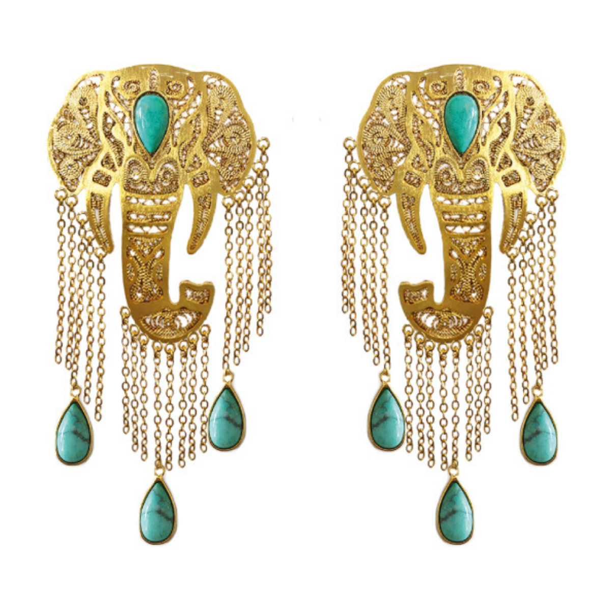 GANESHA TURQUOISE MAXI EARRINGS