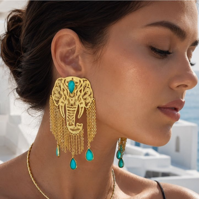 GANESHA TURQUOISE MAXI EARRINGS