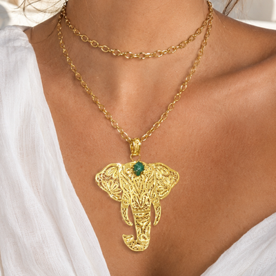GANESHA EMERALD AMULETTE NECKLACE