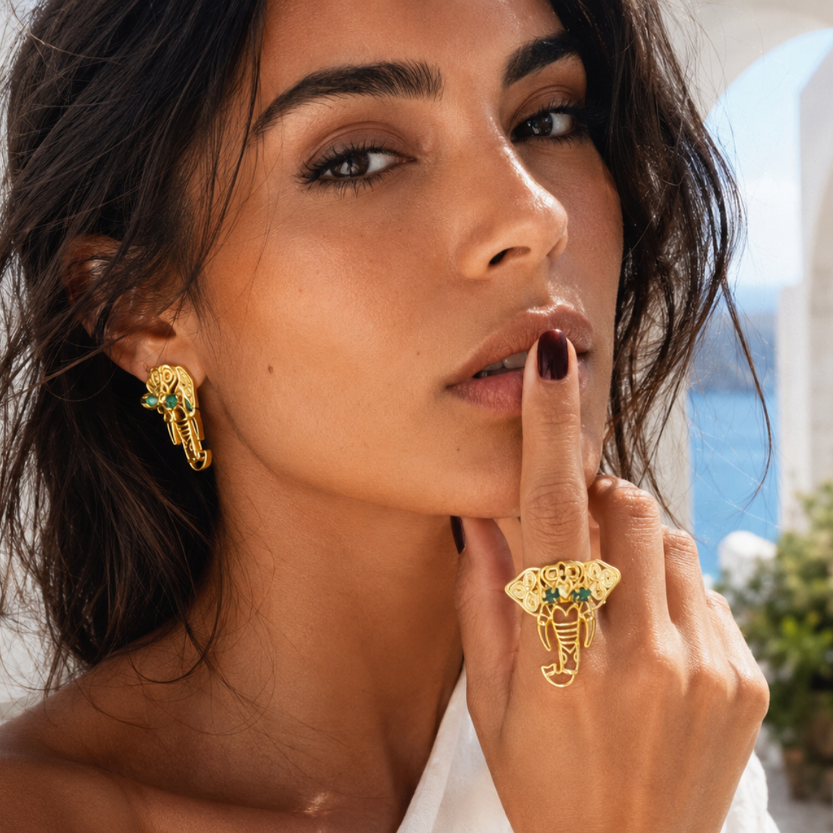 GANESHA EMERALD RING