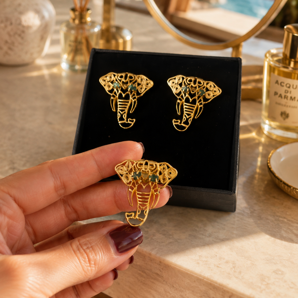 GANESHA EMERALD RING
