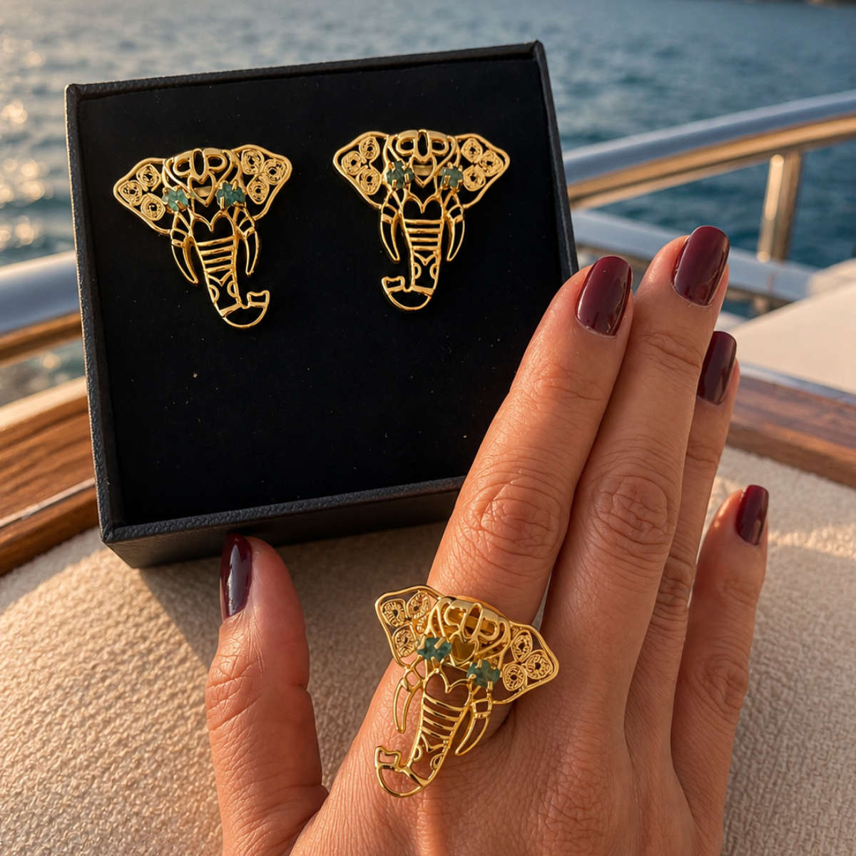 GANESHA EMERALD RING