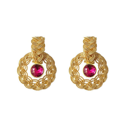 AR718CR_INFINITA_MINI CRYSTAL EARRINGS_FUCHSIA_ANACAROLINAVALENCIA 2-min