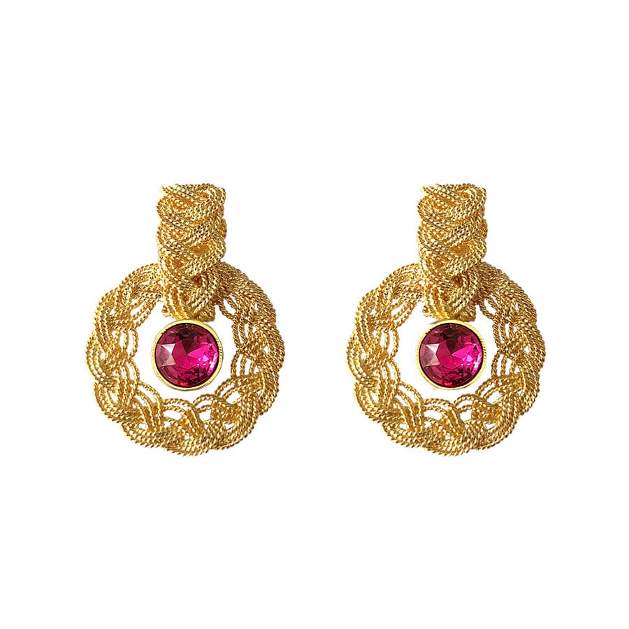 AR718CR_INFINITA_MINI CRYSTAL EARRINGS_FUCHSIA_ANACAROLINAVALENCIA 2-min