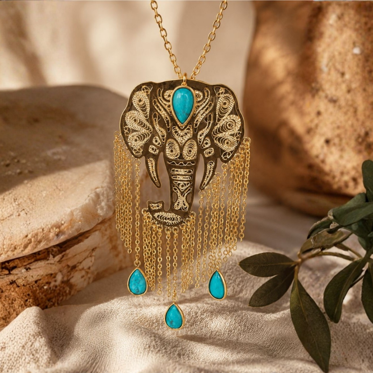 GANESHA TURQUOISE NECKLACE