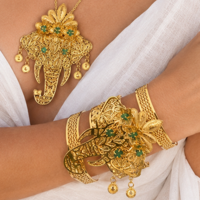 GANESHA EMERALD QUEEN AMULETTE NECKLACE
