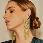 GODDESS TURQUOISE CHAIN EARRINGS - Image 2